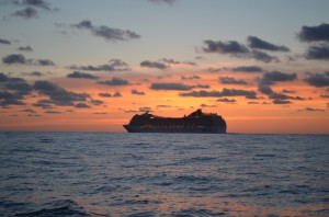 Cruise ship at dawn